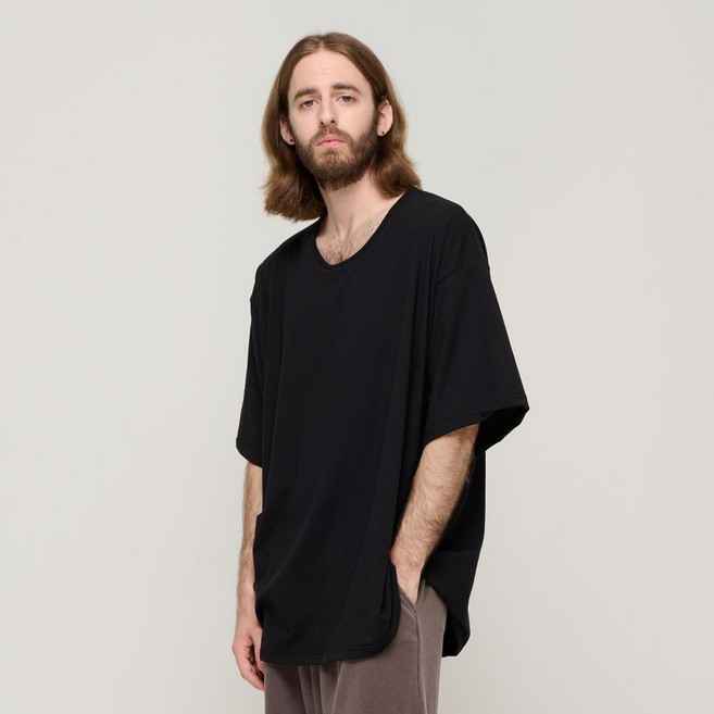 카고브로스 CB SILKET LOOSE-FIT CREWNECK SHORT SLEEVE BLACK