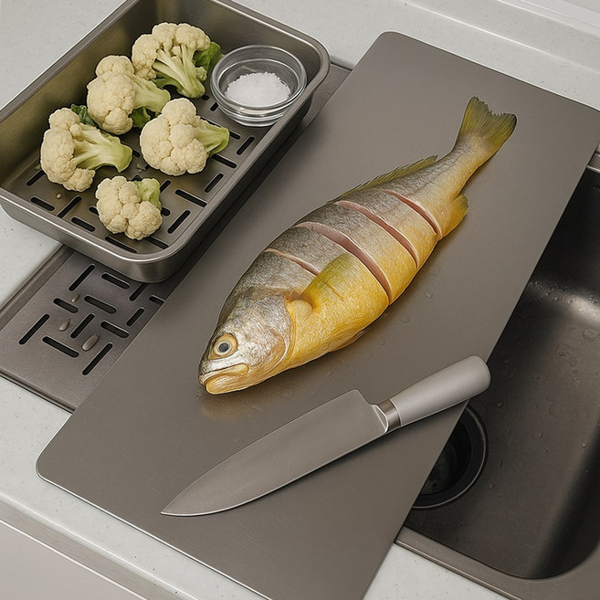 테르헨 316 스텐 도마 무연마제 국산도마, 1개, 눈금형