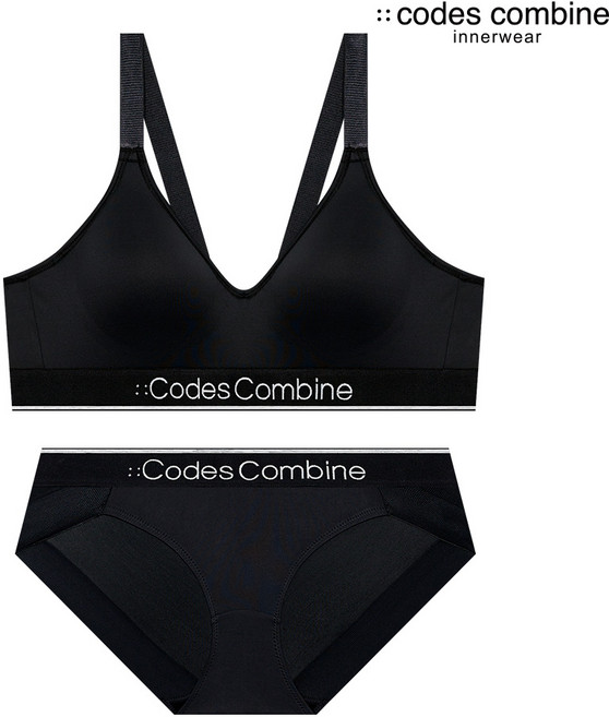펑셔널 스포츠 브라 팬티 세트 - 블랙
