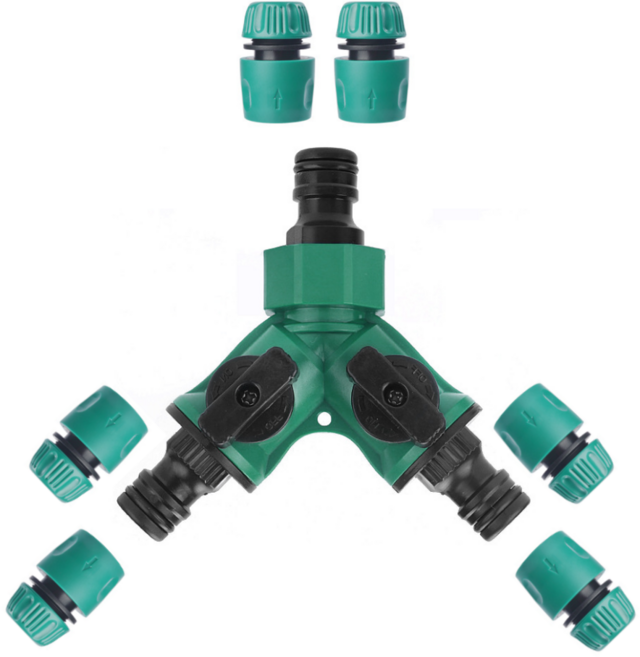 한수 Y자 3구 밸브형 호스 분배기세트 호환 호스 12mm-16mm, Y자 3구 +16mm 6개, 1세트