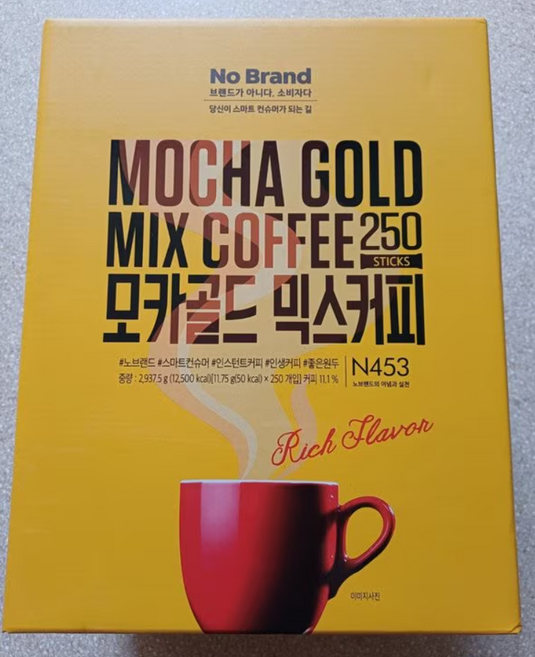 노브랜드 모카골드 믹스커피 250입 (11.75g x 250스틱) x 1개, 11.75g, 250개입