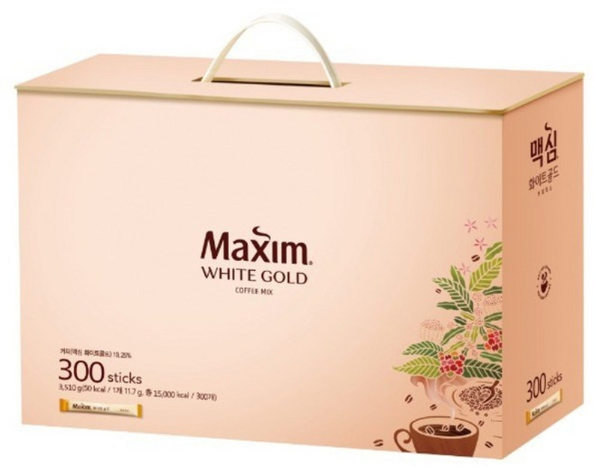 맥심 부드러운 무지방우유 화이트골드 커피믹스 300T, 4박스
