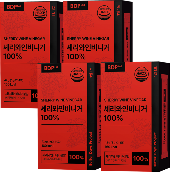 비디피랩 셰리와인 비니거 식초 초산 7% 이상 HACCP 정품 인증, 4개, 42g