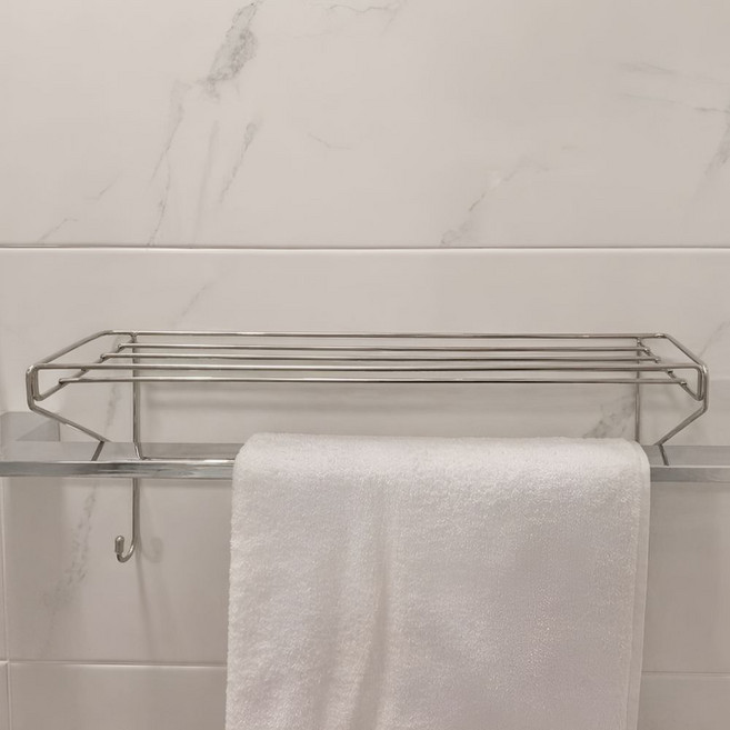 일상토리 끼워쓰는 스텐304 수건거치 선반, 1개, sv.실버