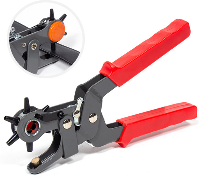 ZIO-BIZ 가죽 펀칭기 6공 고급형 / 벨트 가방끈 시계줄 허리띠 구멍 펀치 펀칭기계 벨트구멍뚫기 벨트펀칭기 아일렛펀치 가죽공예도구 가죽공예재료, 1개