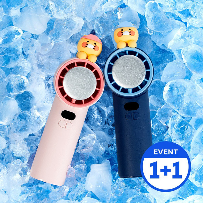 (1+1세트) 카카오프렌즈 춘식이 파워쿨링 급속냉각 휴대용 핸디 선풍기, 파워 쿨링 선풍기_핑크 선캡 춘식, 파워 쿨링 선풍기_블랙 볼캡 춘식