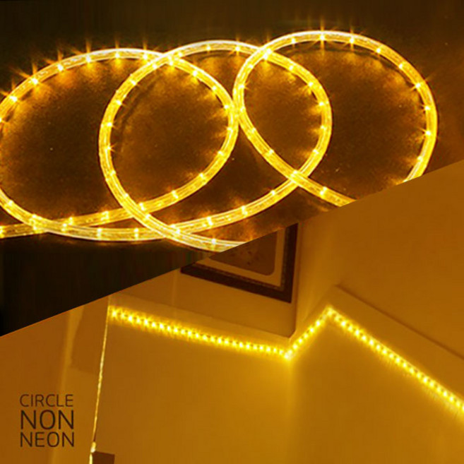 아리조명 LED 원형 논네온 10M 단위 로프라이트 인테리어 줄조명, LED원형논네온10M_ 노랑, 1개