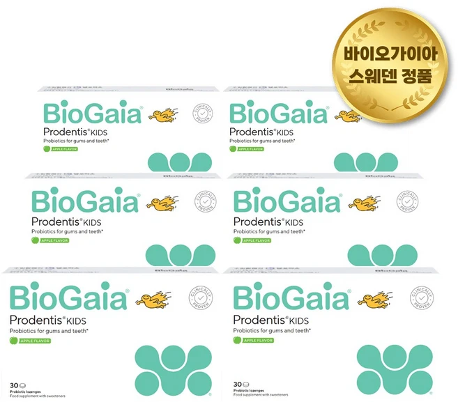 바이오가이아 프로덴티스 로젠지 구강 유산균 키즈 어린이 유산균 사과맛 30정 6개 세트 - 쿠팡
