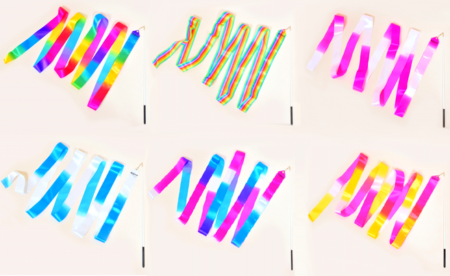 니스포 리듬체조 리본 멀티컬러 6m, 핑크-화이트, 1개