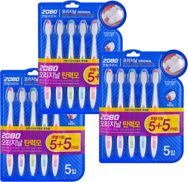 [치과전문의 치석제거 탄력모 추천 1위] 민감성 시린이 충치 미백 어금니 치석 잇몸 올클린 "2080 오리지널 탄력모" [대용량기획전 30입+무료배송], 3세트, 10개입