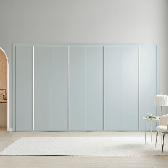 보루네오 네오 여닫이 붙박이장 300cm 10자 E0등급, 스카이블루 300cm