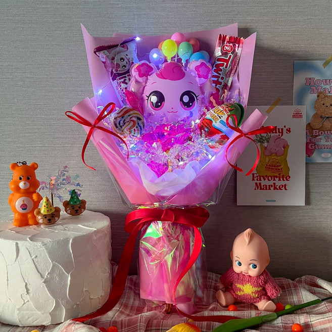 하츄핑 킨더조이 꽃다발 유치원 초등학교 졸업식 발표회 학예회, led 홀로그램