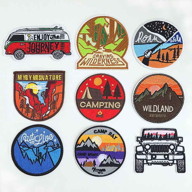 리빙키 캠핑 와펜 패치 열접착 세트 9종 K-01