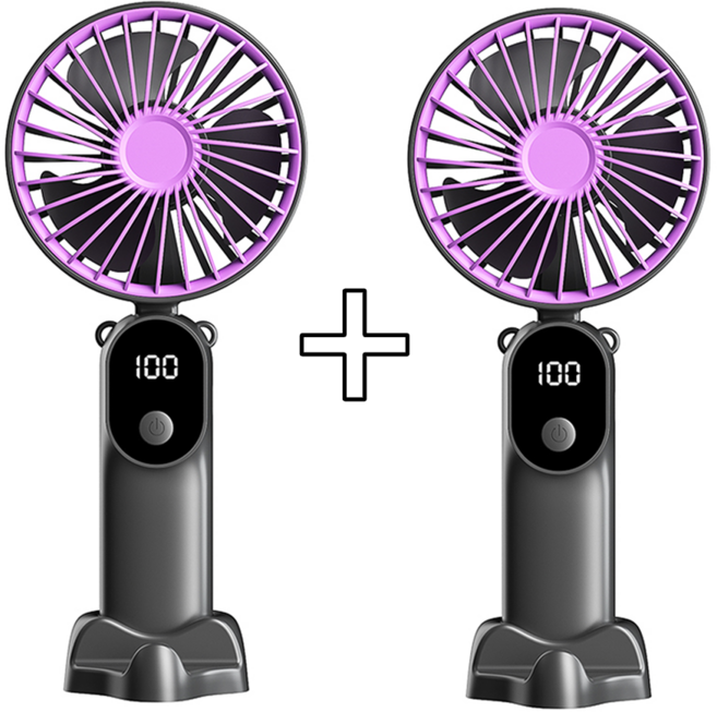 Ambition 휴대용 접이식 무선 미니 손선풍기 2개세트, 그레이+그레이, DS1016