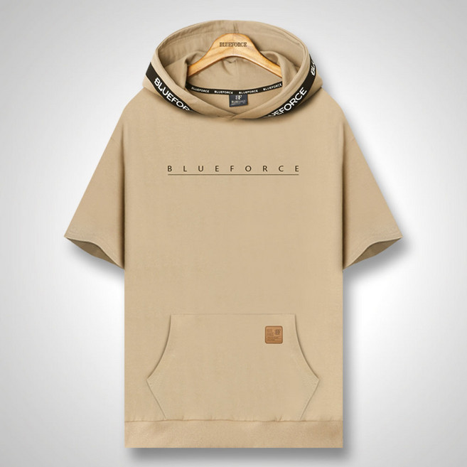 블루포스 BG티블드 반팔 후드티 무지 라인 테이프 포켓 남자 티셔츠 남성 빅사이즈 반팔티 단체티 여름 커플티 츄리닝