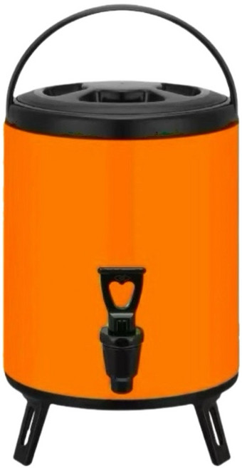 不鏽鋼保溫保冰桶 奶茶桶 飲料桶, 橘色[升級內膽 ],10L[內容量8L], 1個