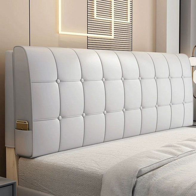 침대 헤드쿠션 머리 벽쿠션 헤드커버, 테크 패브릭 - 클리어워터그레이 - 체크 패턴