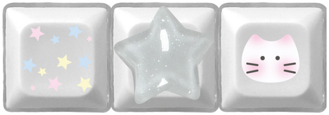 별사탕 냥이 키캡 LED 청축 클리커 클릭커 1구 3구 파츠 키링 열쇠고리, 1개, 별사탕 냥이 - LED 키캡 키링 3구