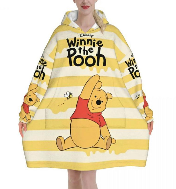 오버사이즈 곰돌이 푸우 웨어러블 블랭킷 선물 울트라소프트 플러시 스웨트셔츠 포켓