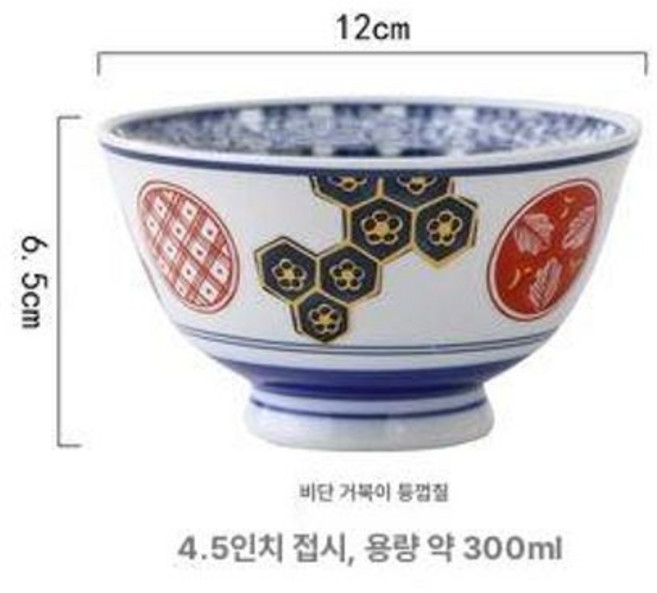 미니 우동 그릇 일식 카이센동 메밀 면기 덮밥 국물, 1개, 4.5인치 밥그릇-염색 화려한 거북이 갑