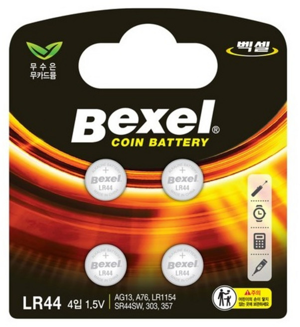 벡셀 코인 건전지 LR44, 4개입, 1세트