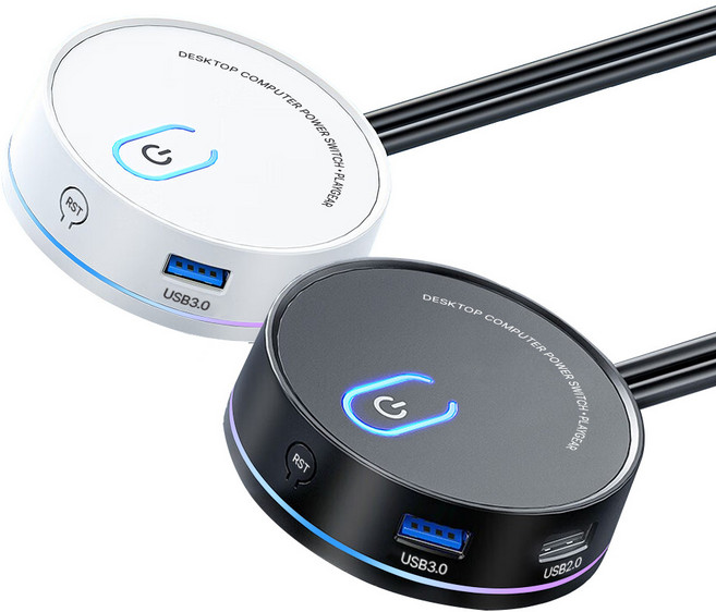 플레이기어 PG-PW33 USB3.0 외부전원스위치 컴퓨터스위치 파워스위치 PC외부전원 컨트롤러, 화이트, 1개, 화이트