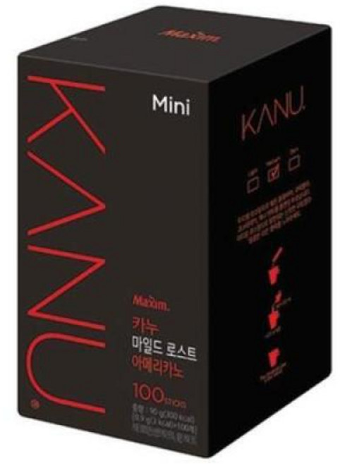 카누 미니 마일드 로스트 아메리카노 원두커피스틱, 2개, 100개입, 900mg