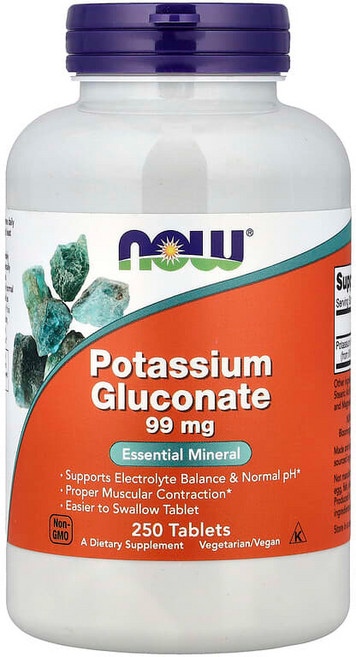 NOW Foods 포타슘 글루코네이트 99mg 250정 NOW-01462, 1