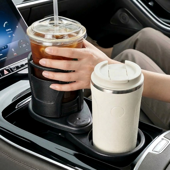 쏙쏙홈즈 회전 확장 2구 차량용 컵홀더, 블랙, 1개