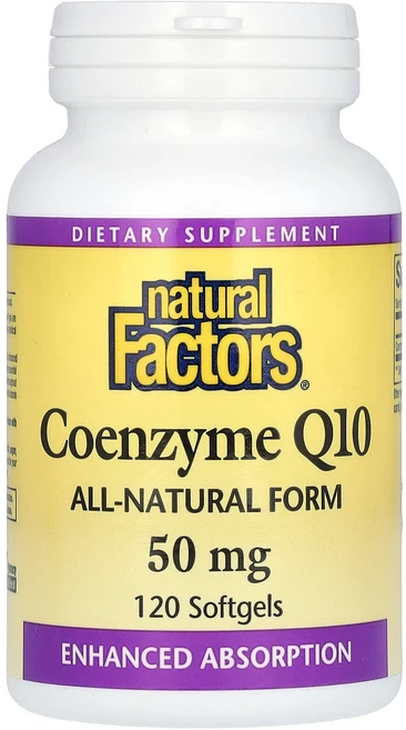 Natural Factors 코엔자임 Q10 50mg 소프트젤 120정, NaturalFactors코엔자임Q1050mg소프트젤1, 1개 - 쿠팡