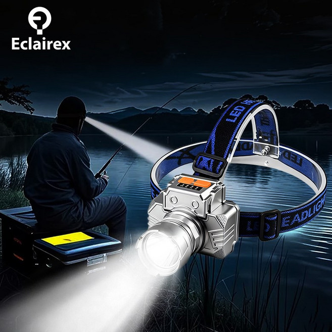 Eclairex 고휘도 낚시 헤드랜턴 야외용 가정용 휴대용 TYP-C 충전, 1박스, 9900W