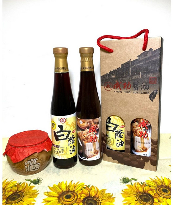 成功醬油 白蔭油配蔭油膏禮盒 420mlx2瓶, 1個