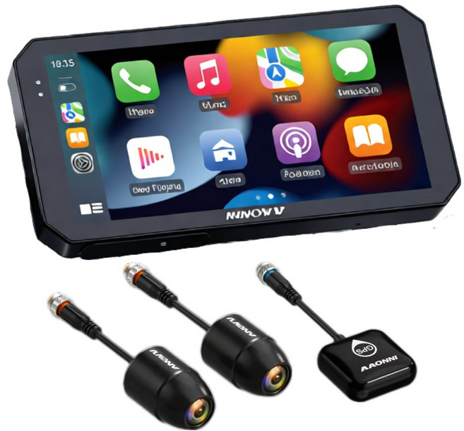 프로라이더스 이노브 N2 오토바이 안드로이드 오토 카플레이어 라이딩 스마트 블랙박스, 블랙, 이노브N2디스플레이+카메라+GPS