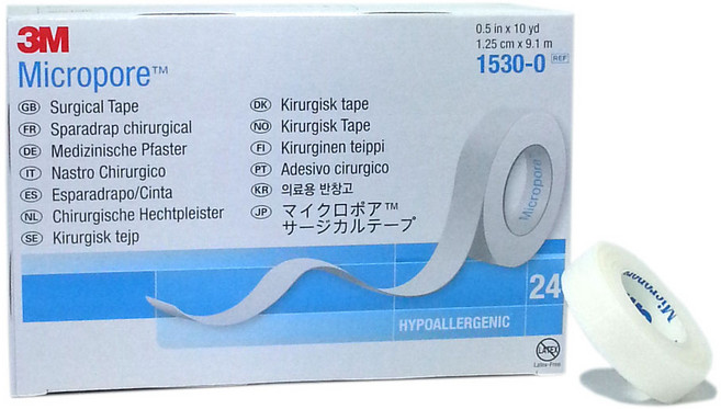 3M 마이크로포 1530-0 종이반창고 1.25cm x 9.1m 흰색 의료용 테이프, 1개