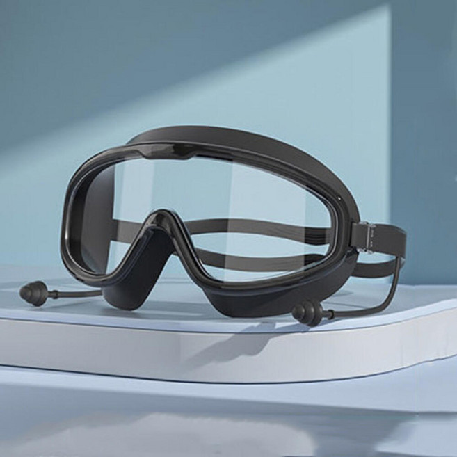 빅프레임 와이드고글 물안경 김서림방지 수경 귀마개일체형, 1개, 화이트