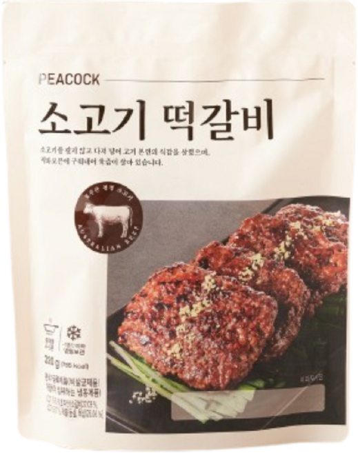 피코크 소고기 떡갈비 320g(아이스박스배송), (매장정품) 피코크 소고기떡갈비 320g 209132, 1개