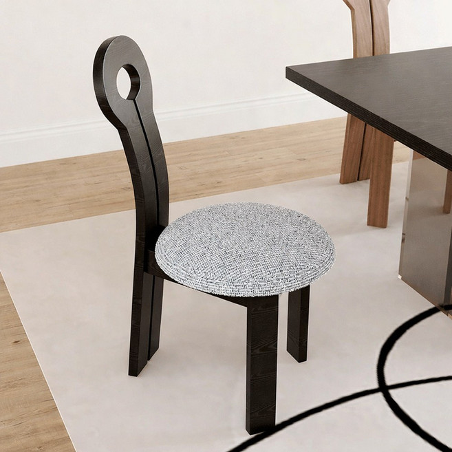 스노우 원형 스툴 의자커버 좌판 덮개 화장대 리폼 천갈이, 진그레이, 1개