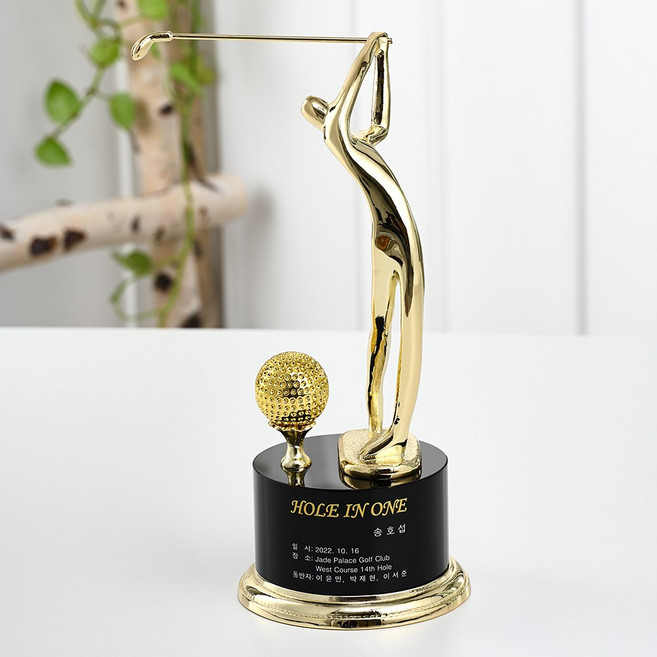 스포츠트로피 경기구리 직영공장 싱글 이글 골프트로피 홀인원패 상패, SP-021(골드_블랙크리스탈__볼서비스), 1개