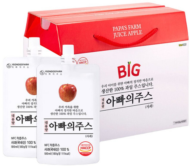아빠의주스 사과즙 180ml 대용량 30개입 한박스, 1박스