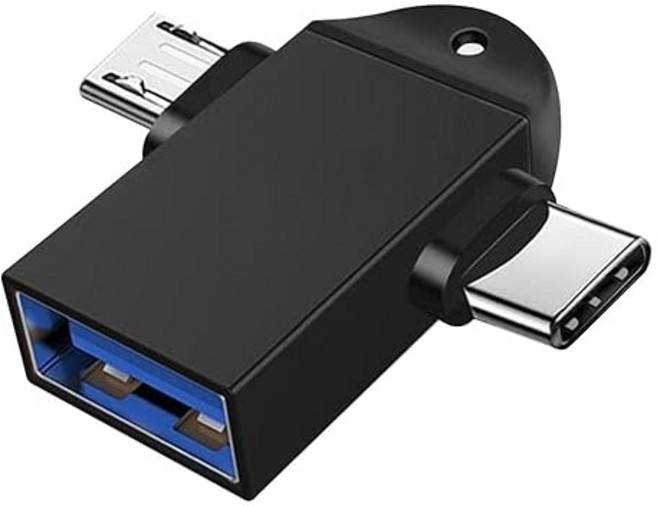OTG 변환 어댑터 3in1 Type-C/Micro-B to USB-A 3.0 5Gbps 고속 데이터 전송 알루미늄 합금 경량 외부 HDD 키보드 Android 지원, 1개, 상세페이지 참조, 1cm