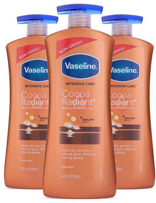 바세린 인텐시브 케어 코코아 레디언트 바디 로션, 725ml, 3개