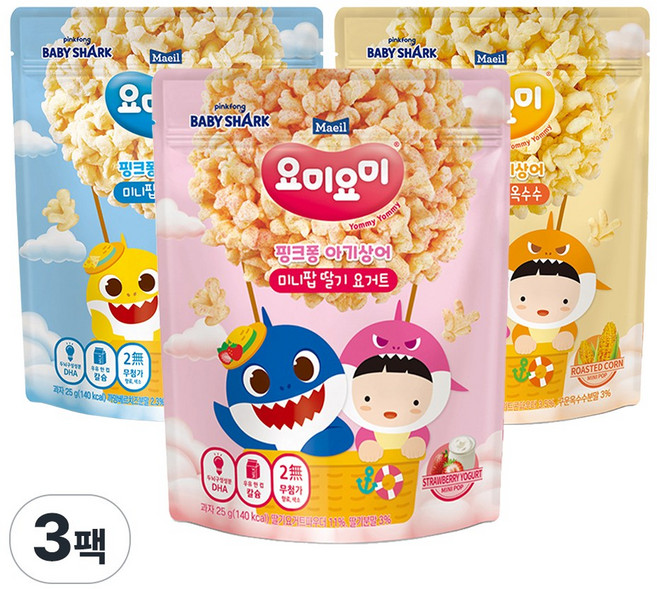 요미요미 미니팝 25g, 구운옥수수+딸기요거트+트리플치즈, 1세트