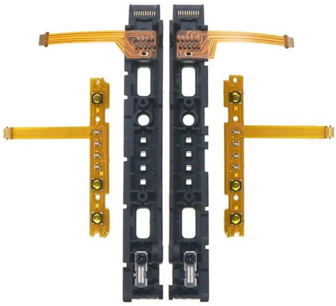 Nintend Switch NS JoyCon 컨트롤러용 SL 플렉스 케이블이 있는 교체 LR 슬라이드 왼쪽 오른쪽 슬라이더 레일, 1개, 검은색, [04] black