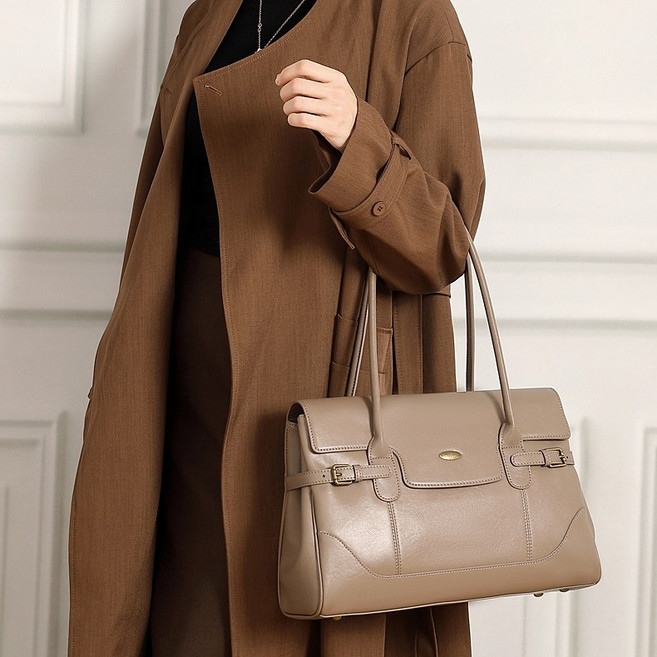 여성 천연가죽 토트백 고급형 빈티지 숄더백 부드러운 소가죽 대용량 직장인 가방