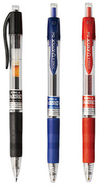 동아 유노크 볼펜 단색 12개입 0.5 ~ 0.7 불변성 잉크 노크펜 잉크펜 똑딱이볼펜, 0.5mm, 1개, 검정