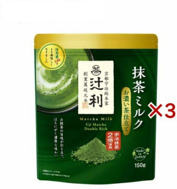 일본 카타오카 진한맛 츠지리 우지 말차 밀크 150g x3봉, 1세트