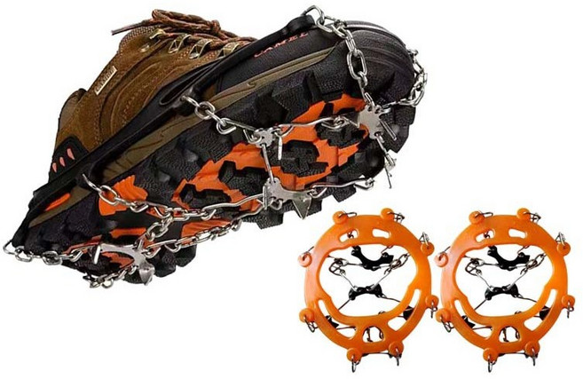 [티케이샵] 등산용 논슬립 체인 스파이크 아이젠, 오렌지