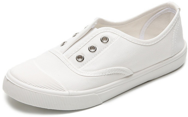 IFaith 韓風休閒純色淺口平底鞋 簡約百搭 時尚軟底小白鞋 女款帆布娃娃懶人鞋 SA016, 【洞洞款】白,40