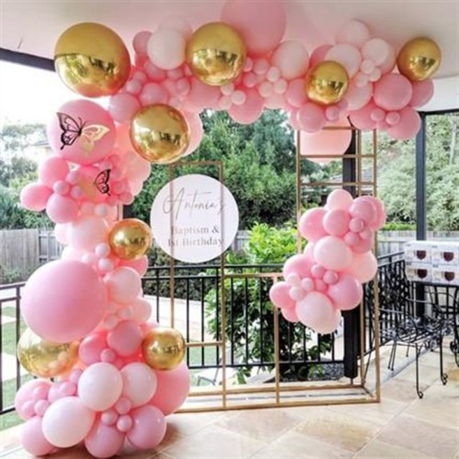 우주 테마 라텍스 화환 풍선 146개 풍선으로 장식에 생일 적합 풍선 장식 실내실외 풍선 아치 호일 및 아치 제품, 23.마카롱 핑크 세트