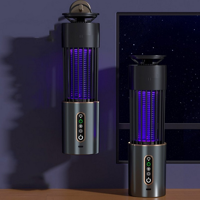 2in1 무선 충전식 전격식 모기퇴치기 가정용 캠핑 야외 벌레해충 초음파퇴치 무드등 휴대용 그레이